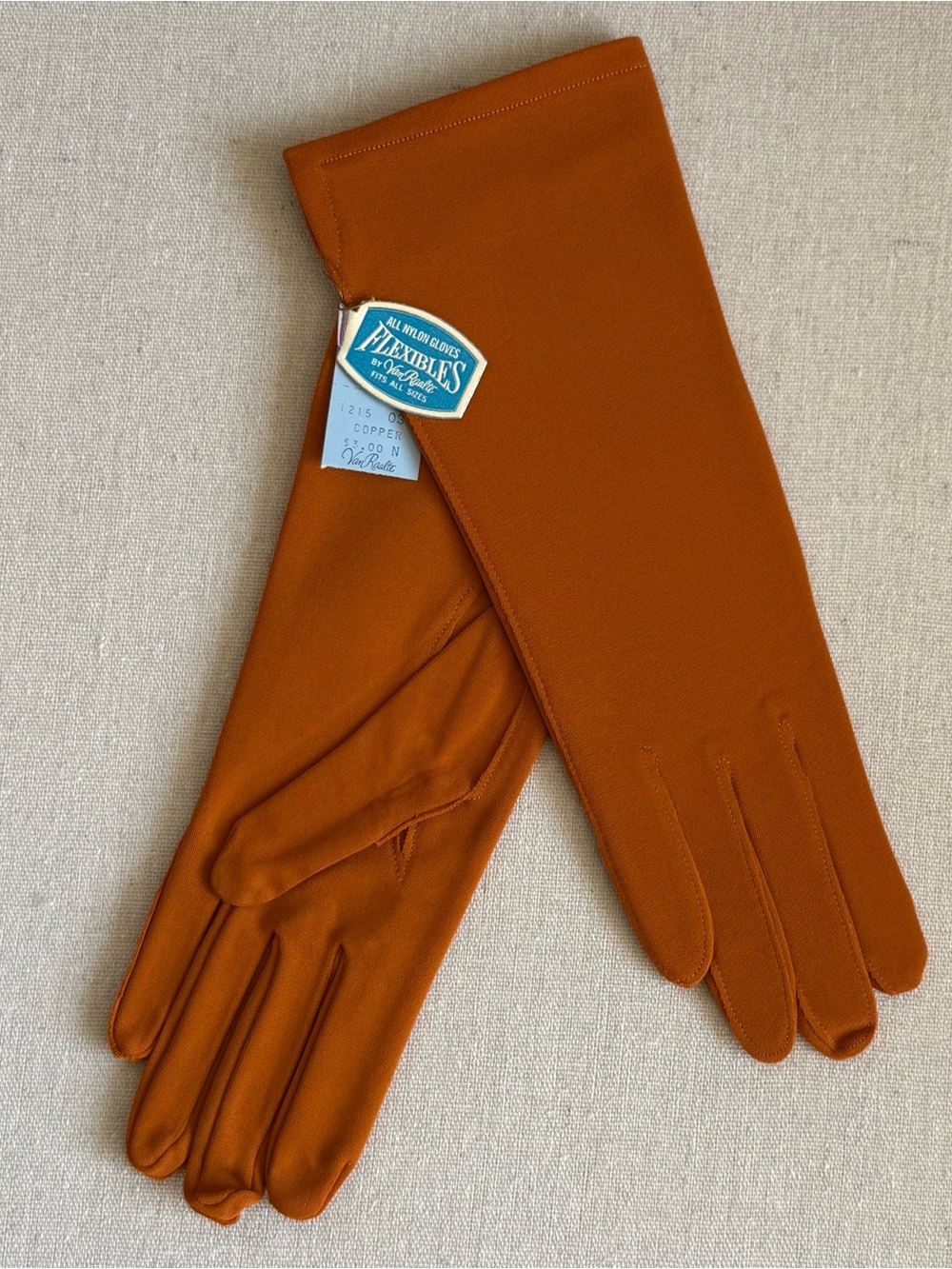 Vtg Van Raalte COPPER BURNT ORANGE  Nylon Dress Gloves NOS Fits All